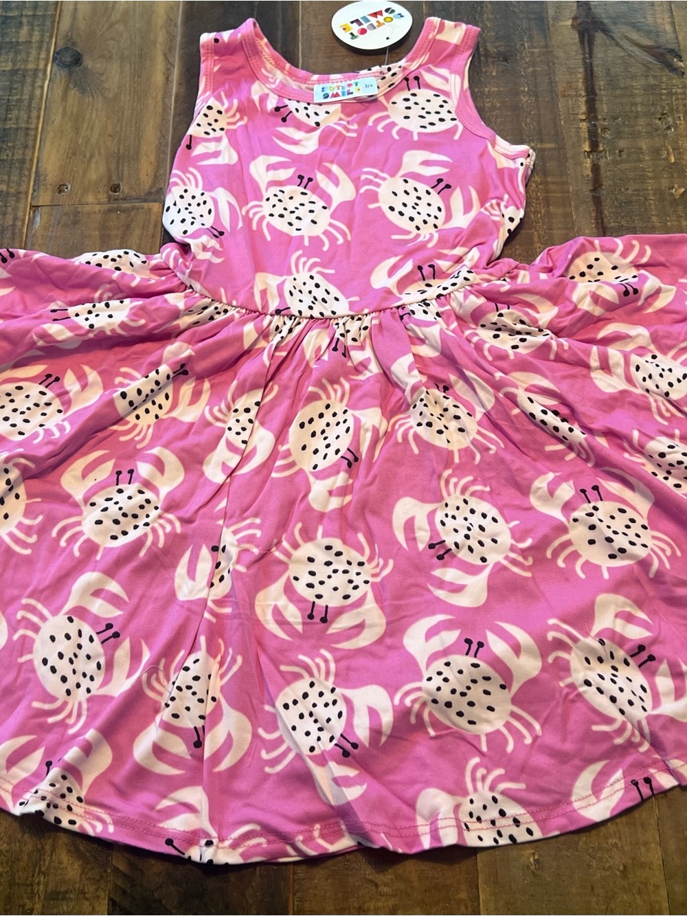 Dot Dot Smile size 3/4 girls pink crab tank twirl dress new